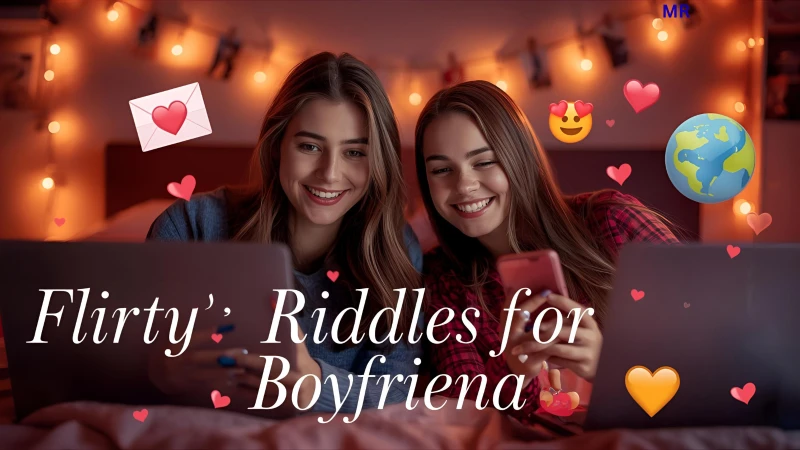 Young couple in a long-distance relationship smiling over a video call, surrounded by hearts and love icons โ warm, flirty, and romantic atmosphere."