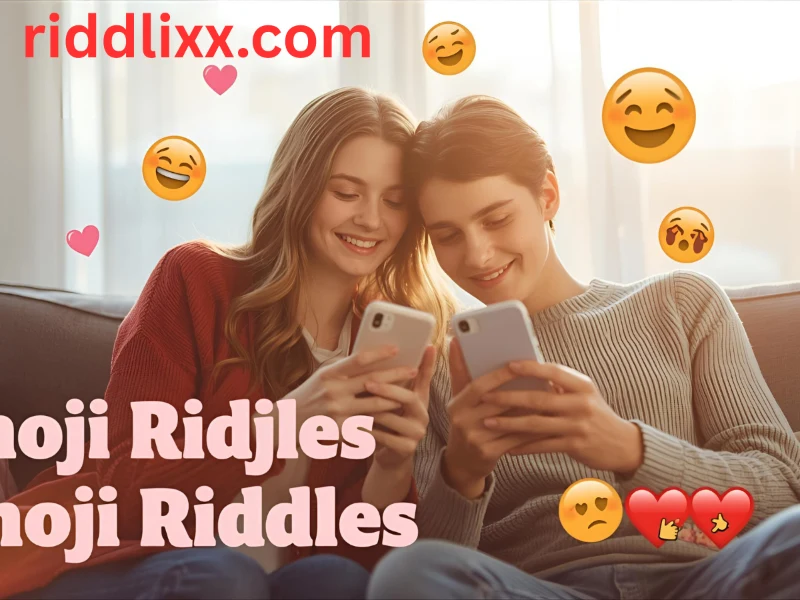 "A young couple (ages 18โ22) sitting together on a cozy couch in soft morning light, both smiling and texting each other cute emoji riddles on their phones ๐. Add floating emojis around them โ hearts โค๏ธ, winks ๐, laughter ๐, and puzzle icons ๐งฉ. The atmosphere is sweet, romantic, and lighthearted, giving morning love-text vibes. Use pastel tones, warm sunlight, and soft blur background for a dreamy effect. Text overlay in playful