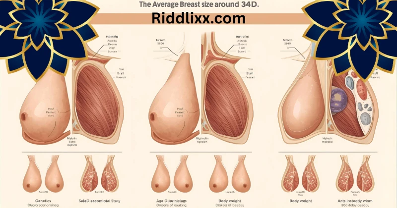 Average breast size infographic showing global cup size comparison