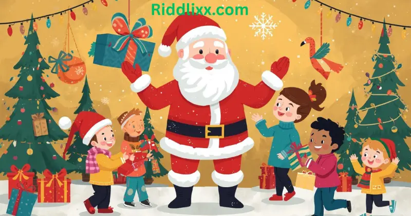 Children enjoying holiday fun with Santa Claus during Christmas celebration