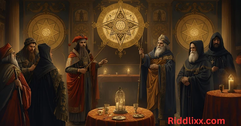 Representation of early European secret societies like Rosicrucians and Alumbrados.
